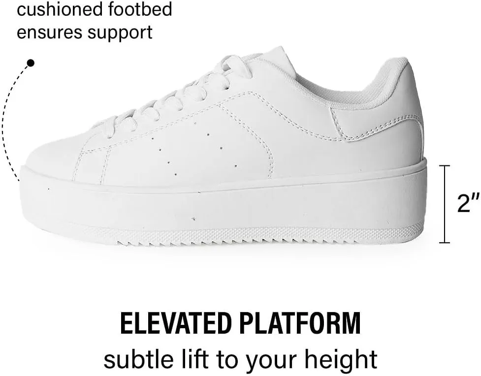 J. Adams Hero Platform Sneakers for Women - Casual Lace Up Fashion Tennis Shoes