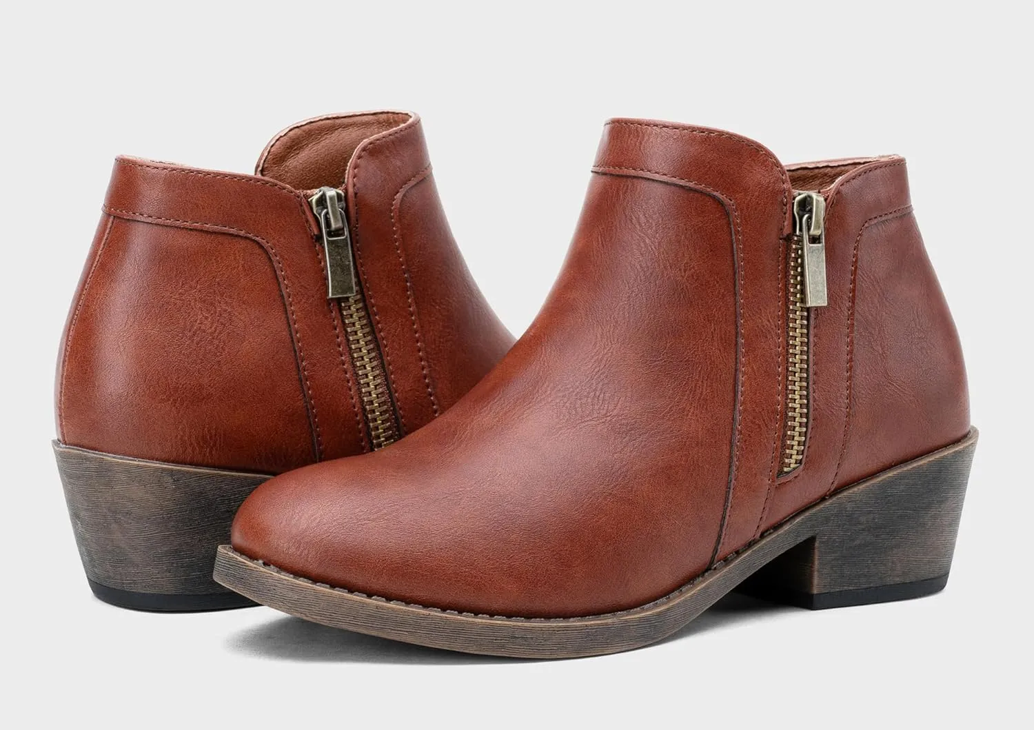 Jeossy Women's 9618 Classic Ankle Boots Slip on Chunky Heel Boots for Women