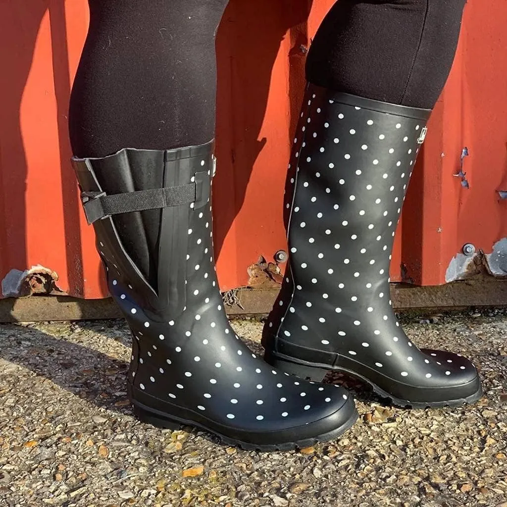 Jileon Wide Calf Rain Boots for Women - up to 19 inch Calf - Standard Foot & Ankle Width - Durable Rubber