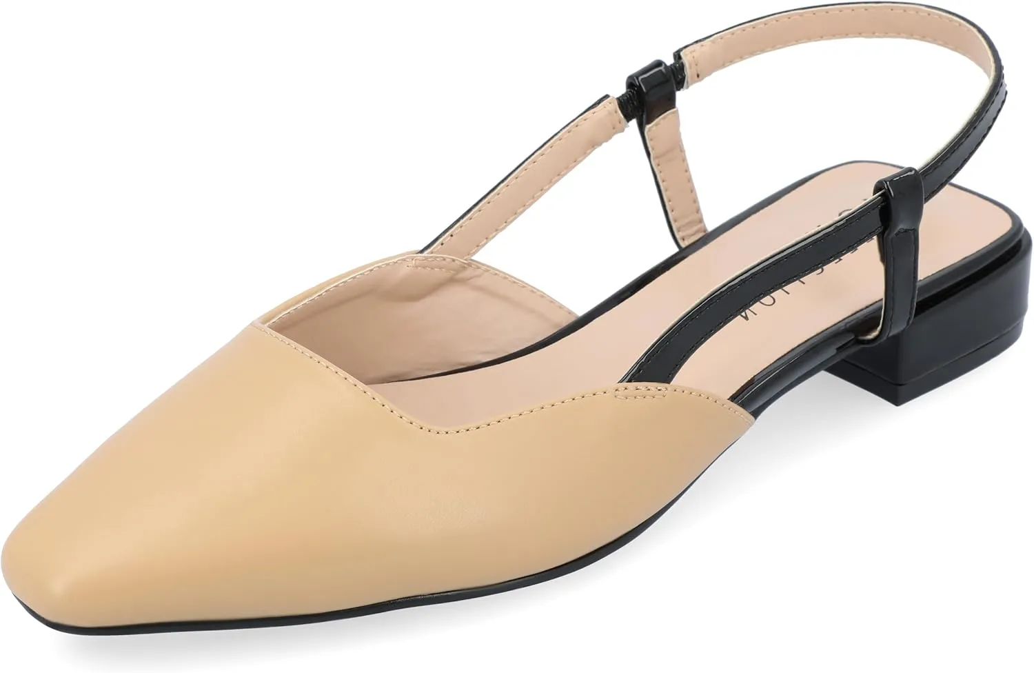 Journee Collection Womens Paislee Faux Leather Square Toe Slingbacks