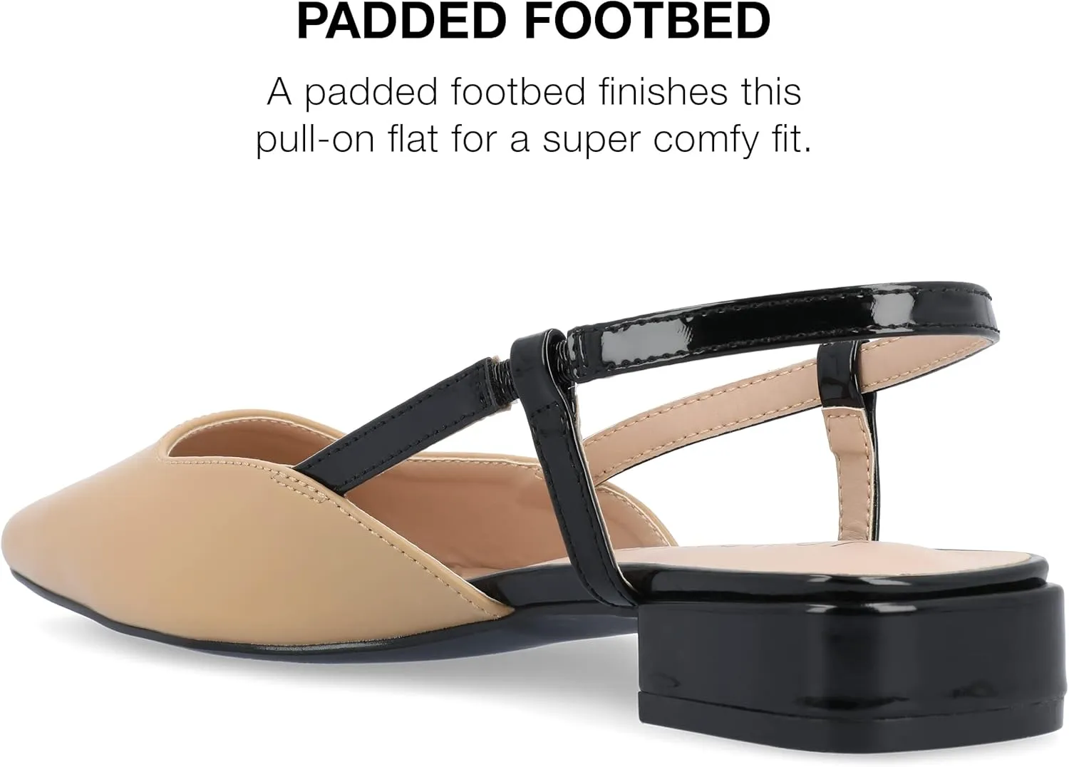 Journee Collection Womens Paislee Faux Leather Square Toe Slingbacks