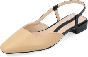 Journee Collection Womens Paislee Faux Leather Square Toe Slingbacks