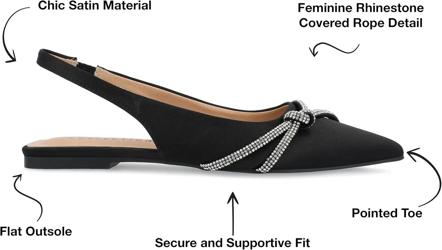 Journee Collection Womens Rebel Rhinestone Slingbacks