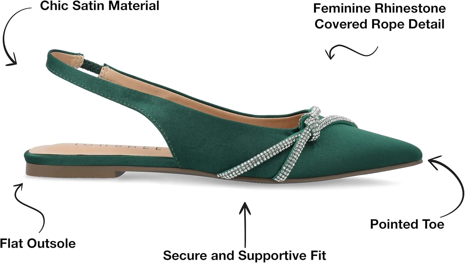 Journee Collection Womens Rebel Rhinestone Slingbacks