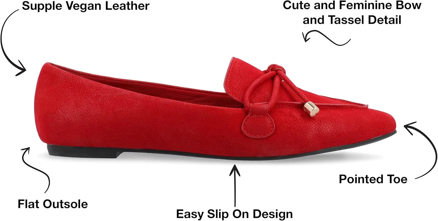 Journee Womens Muriel Slip On Pointed Toe Loafer Dress Flats