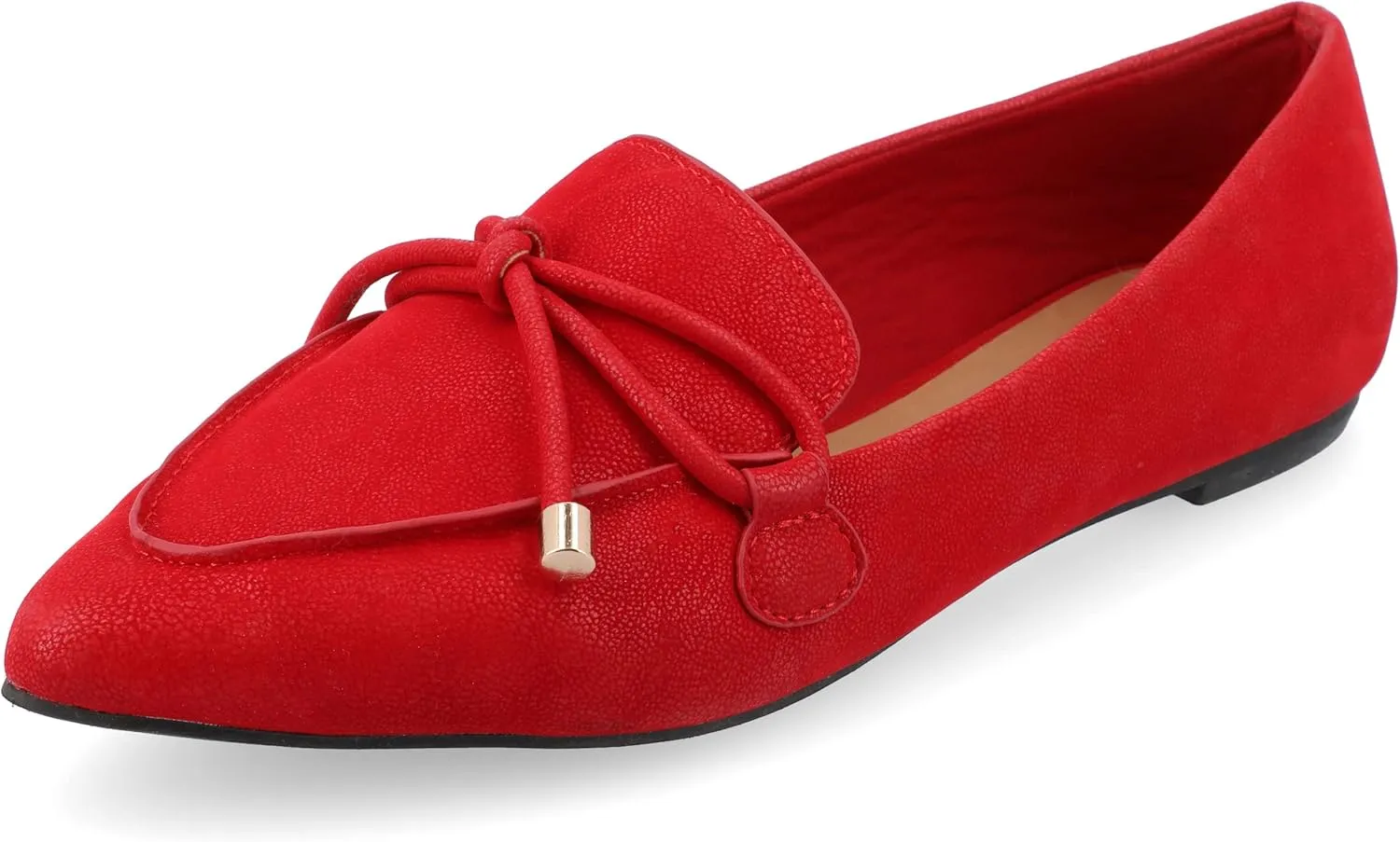 Journee Womens Muriel Slip On Pointed Toe Loafer Dress Flats