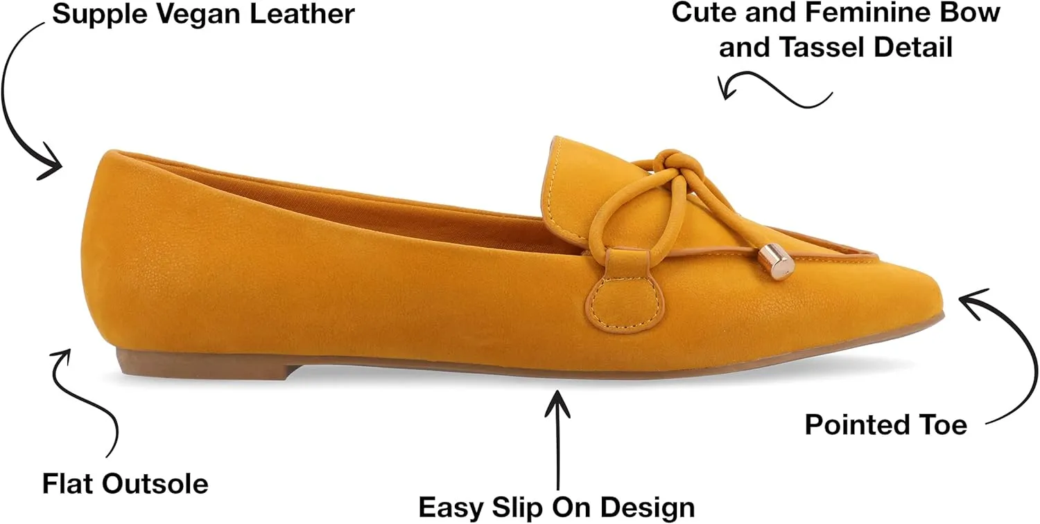 Journee Womens Muriel Slip On Pointed Toe Loafer Dress Flats