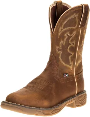 Justin Boot Company Men's Stampede Rush Rust 11" Rust Maldova Top Soft Toe Work Boot Brown