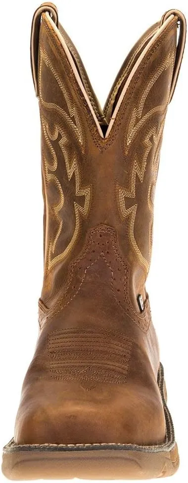 Justin Boot Company Men's Stampede Rush Rust 11" Rust Maldova Top Soft Toe Work Boot Brown