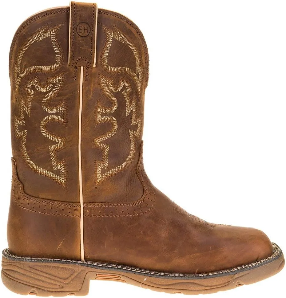 Justin Boot Company Men's Stampede Rush Rust 11" Rust Maldova Top Soft Toe Work Boot Brown