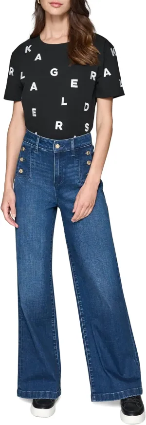 Karl Lagerfeld Paris Women's Stretchy Everyday Pants, Cobalt Blue wash