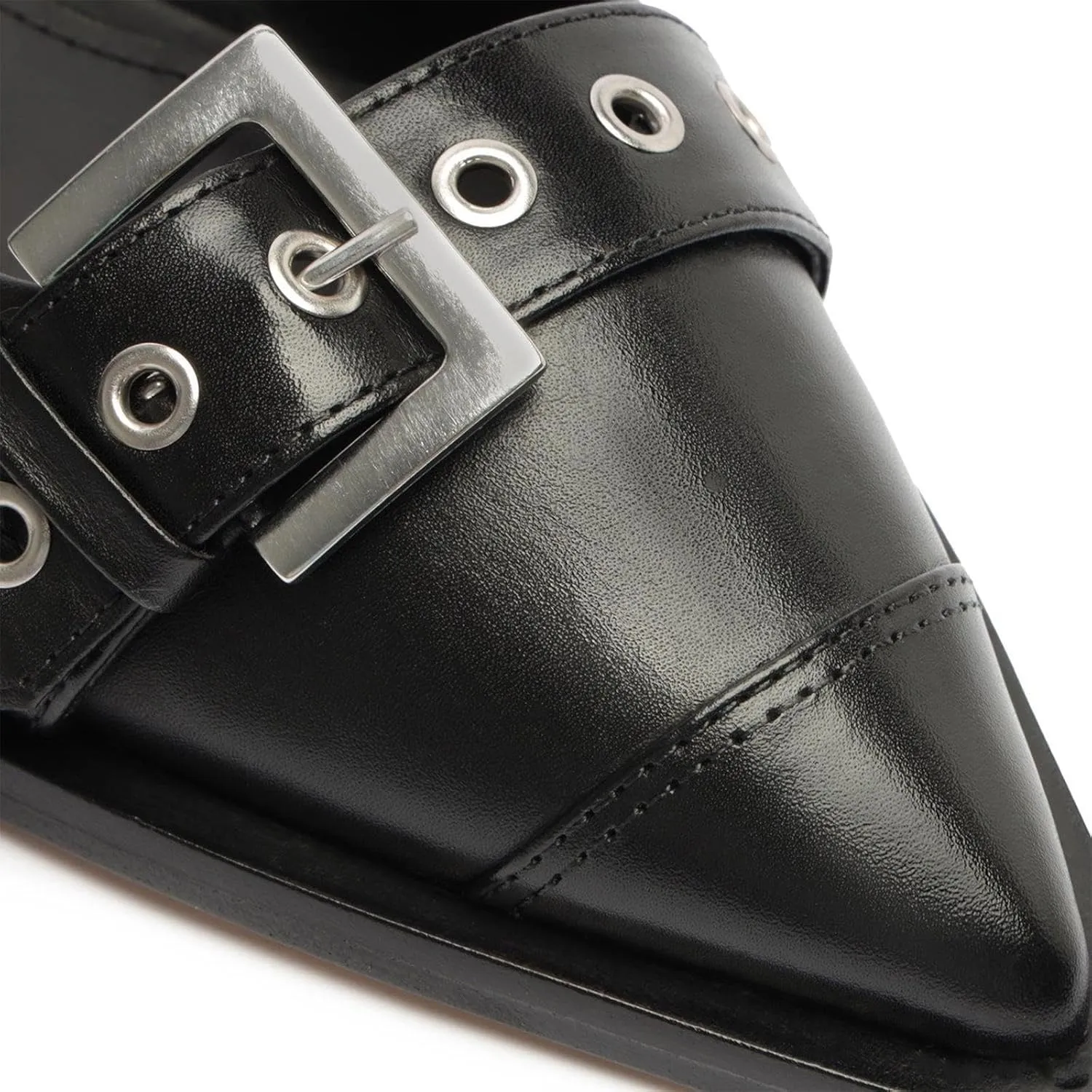 KaroNairy Women's Wide Buckle Ballet Flats, Pointy Toe & Square Toe Mary Jane Flats Slingback Comfortable Ballerina Flats