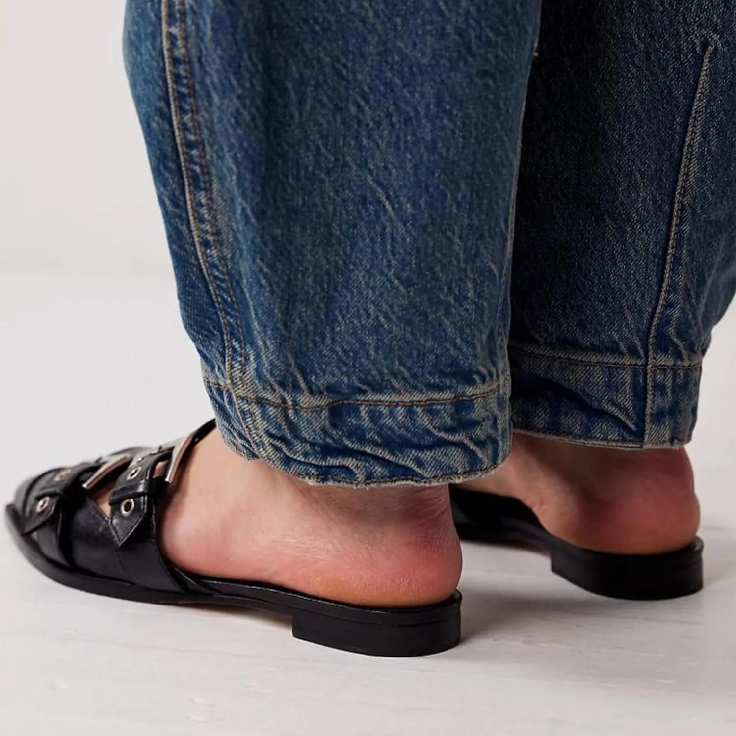 KaroNairy Women's Wide Buckle Ballet Flats, Pointy Toe & Square Toe Mary Jane Flats Slingback Comfortable Ballerina Flats