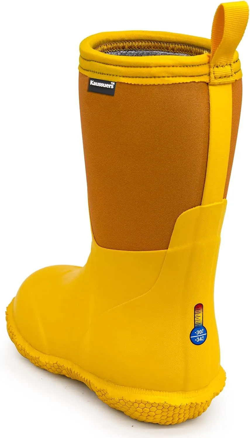 Kaussures Kids Rain Boots for Toddler Girls Boys Waterproof Insulated Rubber Winter Rain Boot for Child