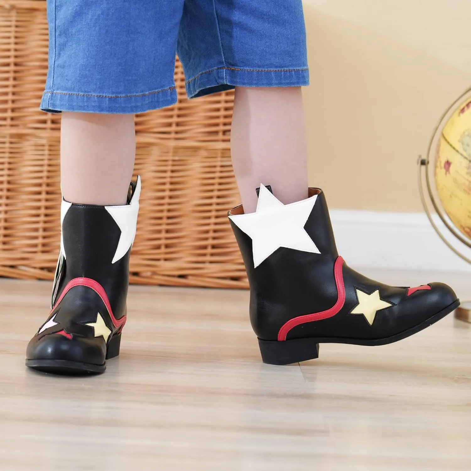 Kids Tassels Cowgirl Boots, Stars Girls Cowboy Boots, Toddler Pull on Cowboy Booties for Baby Western Shoes