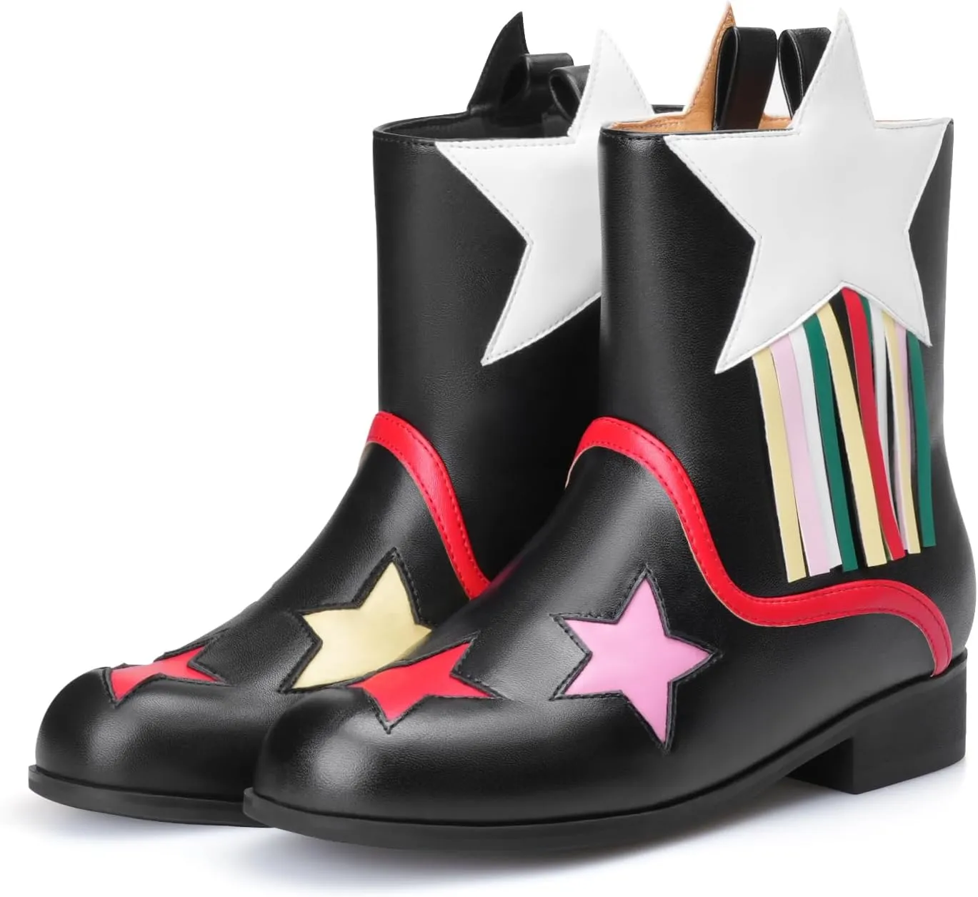 Kids Tassels Cowgirl Boots, Stars Girls Cowboy Boots, Toddler Pull on Cowboy Booties for Baby Western Shoes