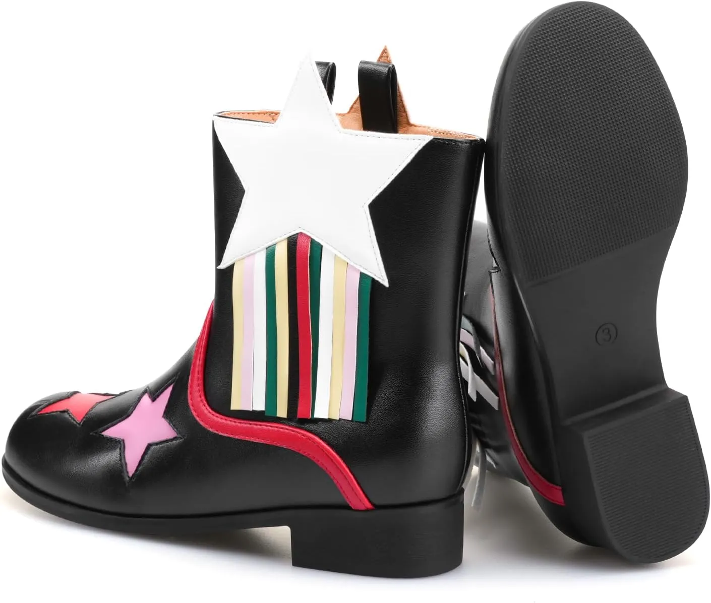 Kids Tassels Cowgirl Boots, Stars Girls Cowboy Boots, Toddler Pull on Cowboy Booties for Baby Western Shoes
