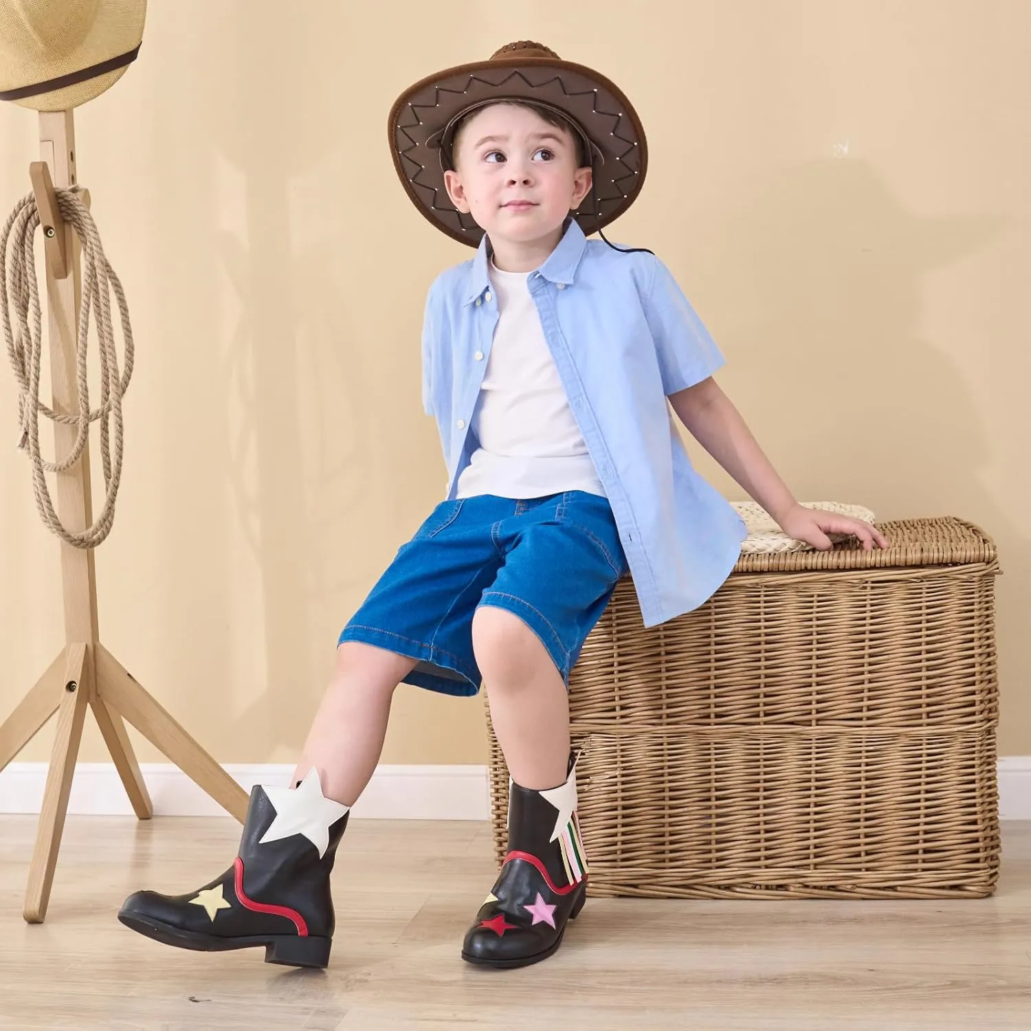 Kids Tassels Cowgirl Boots, Stars Girls Cowboy Boots, Toddler Pull on Cowboy Booties for Baby Western Shoes