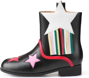 Kids Tassels Cowgirl Boots, Stars Girls Cowboy Boots, Toddler Pull on Cowboy Booties for Baby Western Shoes