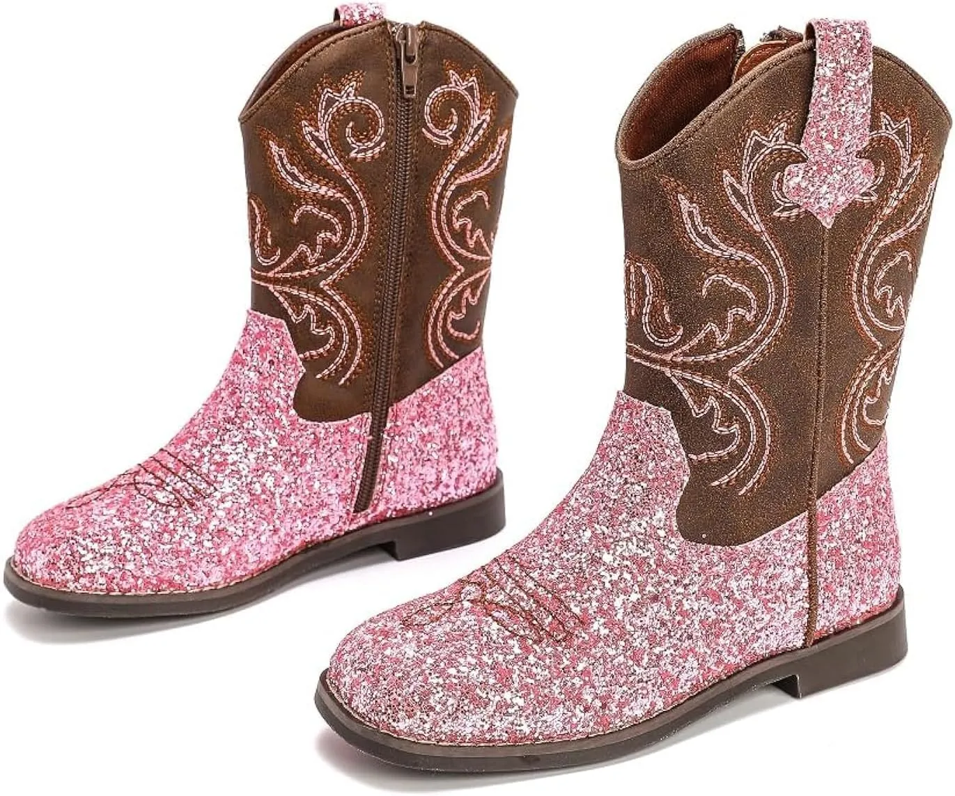 kkdom Cowgirl Boots Cowboy Boots For Girls Boys Kids Fashion Glitter Square Toe Western Boots