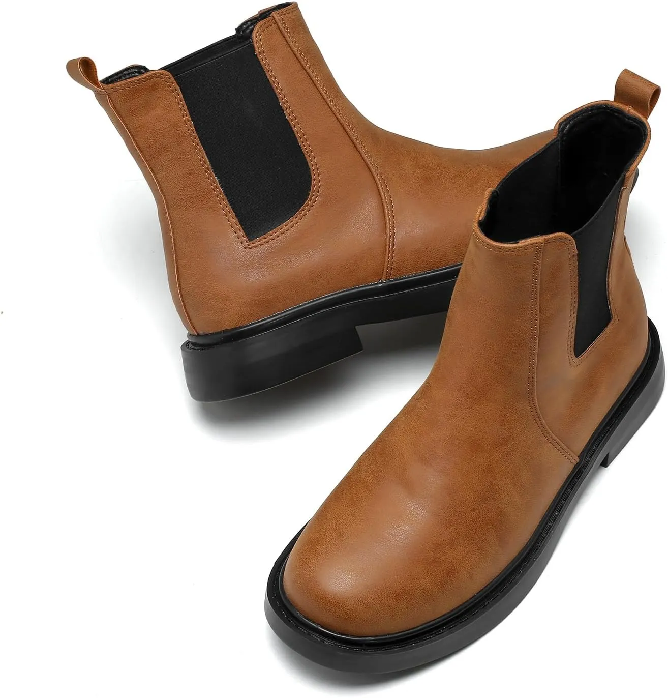 kkdom Women's Waterproof Low Heel Chelsea Bootie Double Elastic Gore Fashion Combat Ankle Boots