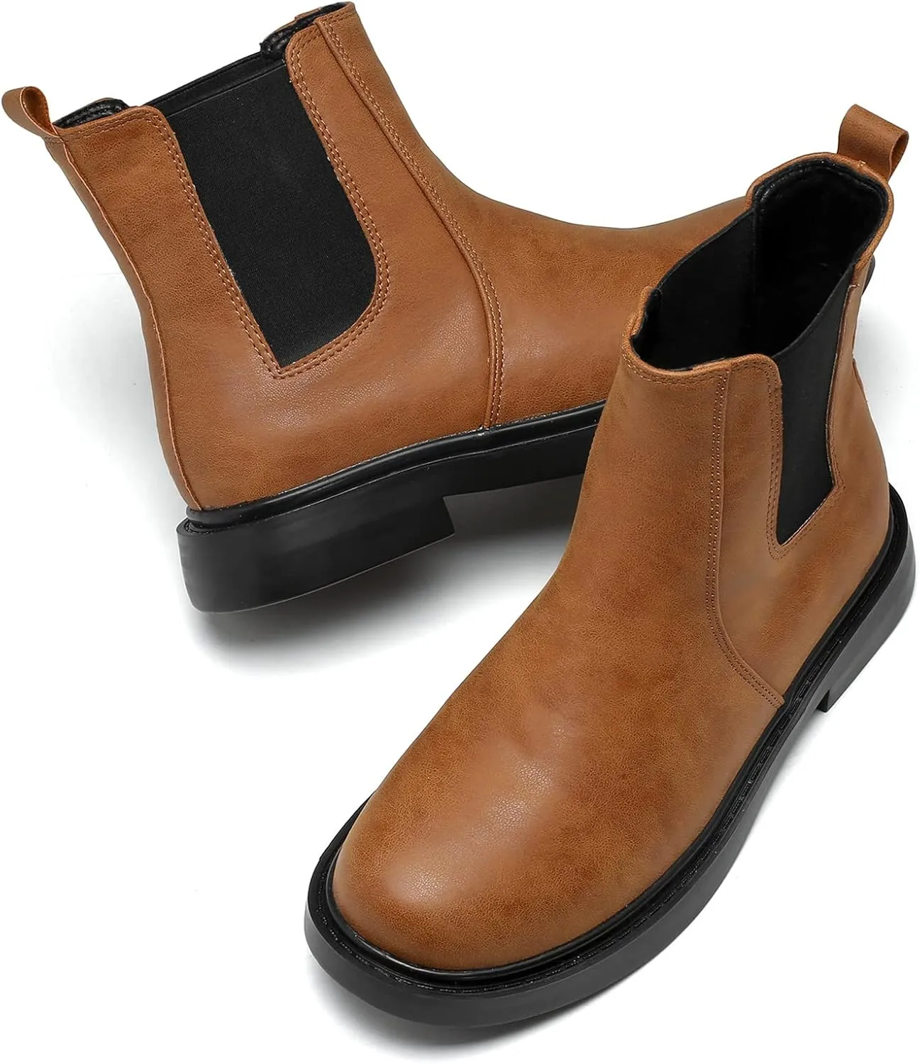 kkdom Women's Waterproof Low Heel Chelsea Bootie Double Elastic Gore Fashion Combat Ankle Boots