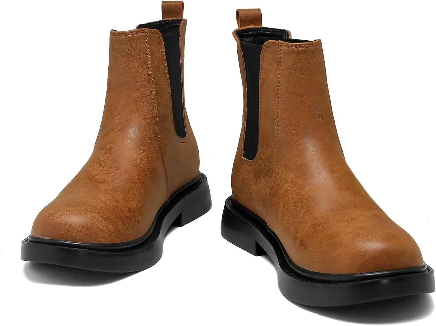 kkdom Women's Waterproof Low Heel Chelsea Bootie Double Elastic Gore Fashion Combat Ankle Boots