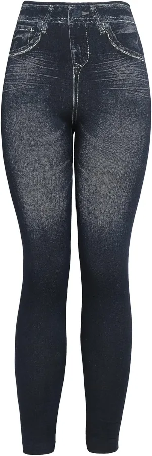 KMystic Women's Denim Print Fake Jeans Leggings