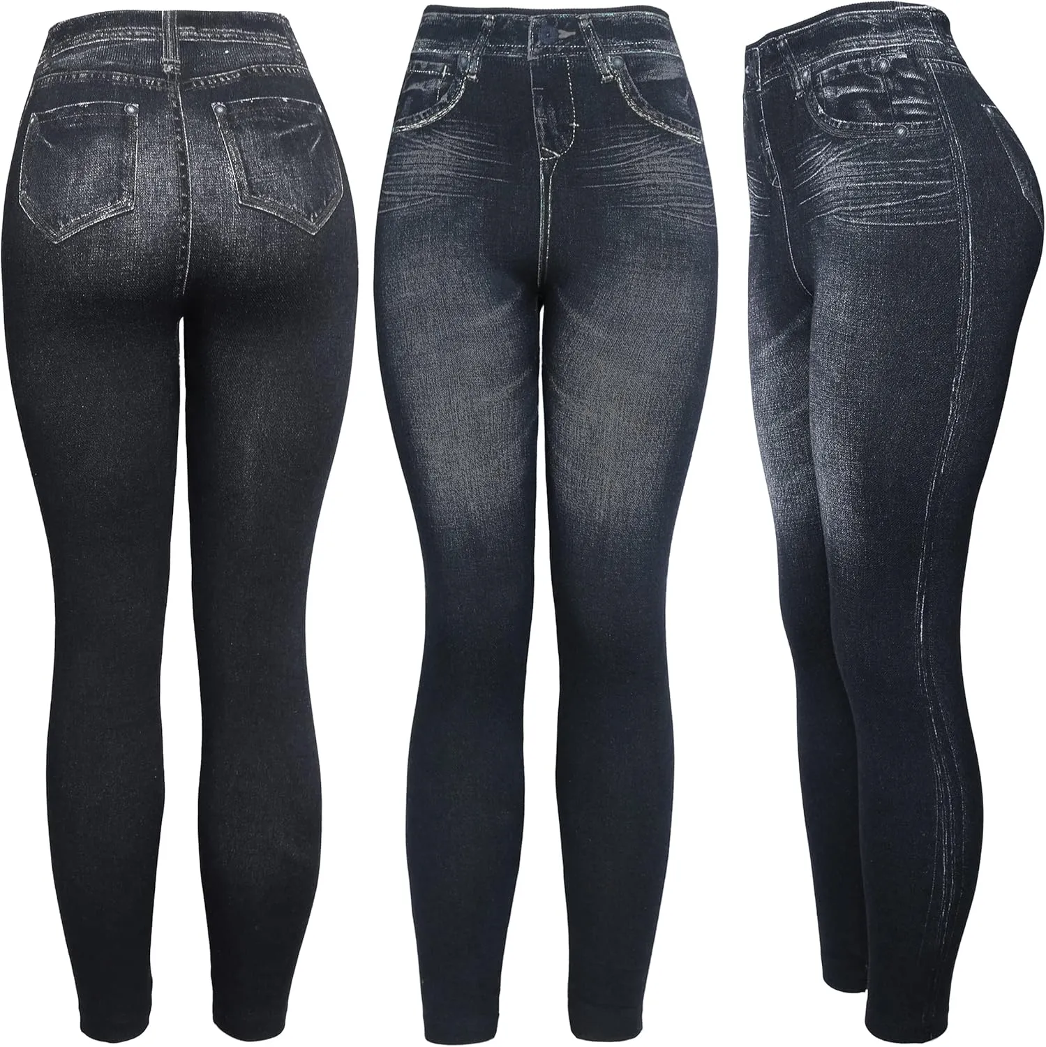 KMystic Women's Denim Print Fake Jeans Leggings