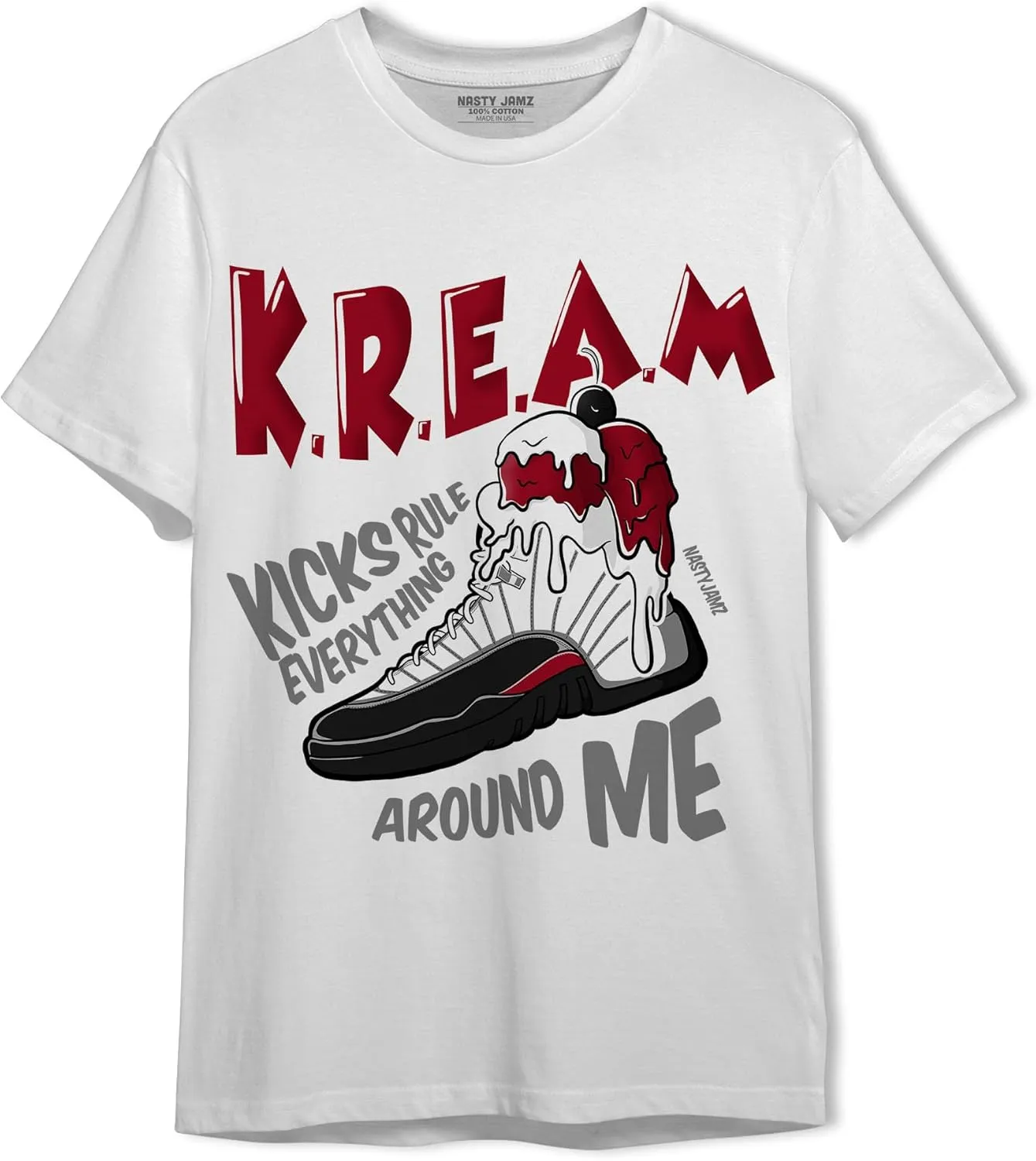 Kream Sneaker T-Shirt to Match 12s Retro Red Taxi - Unisex Tee, Urban Streetwear Clothing, Sneaker Graphic Tees Design Printed