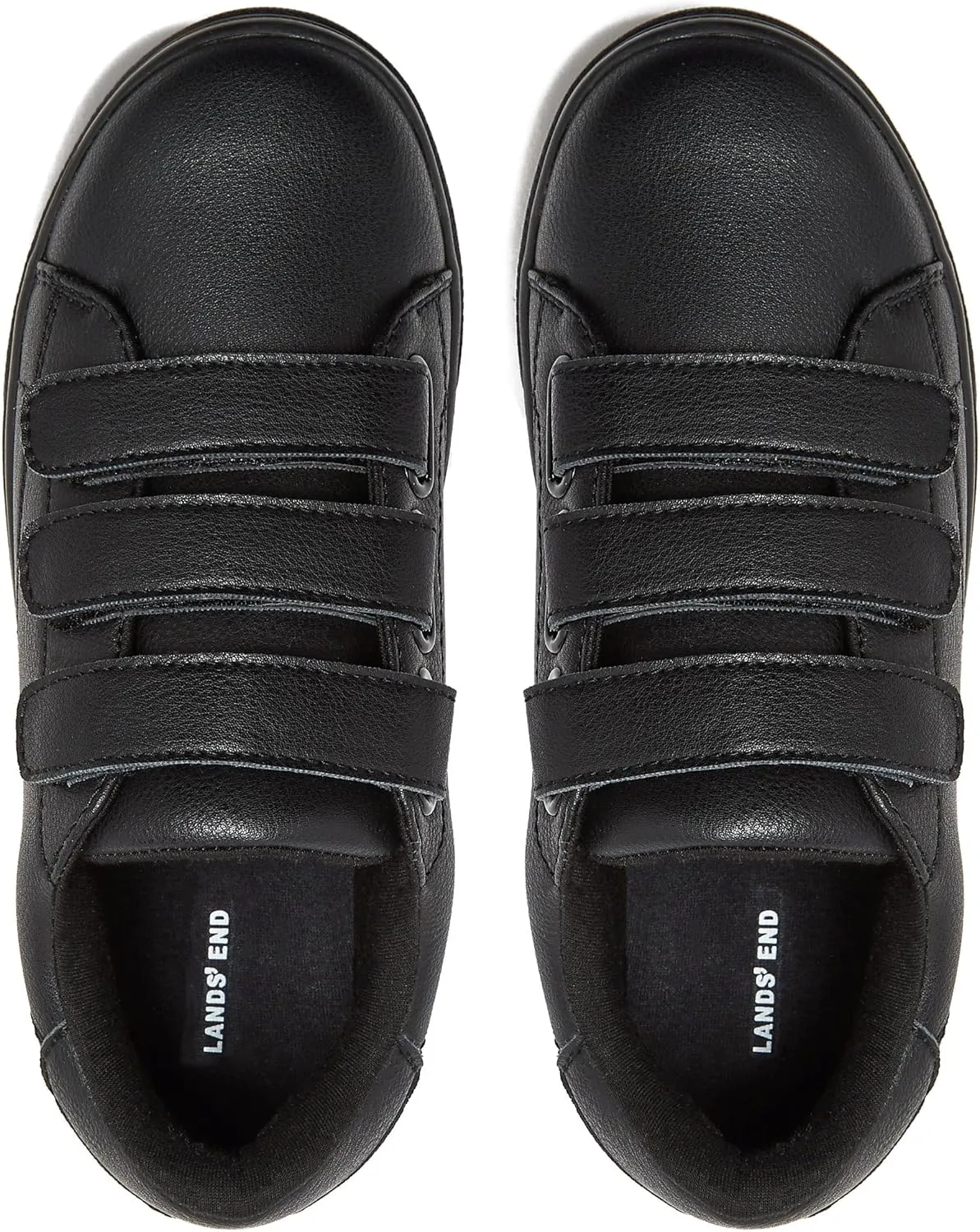 Lands' End Boys' and Girls' Sneakers, No Tie Casual Tennis Shoes for Boys and Girls Size 5-10 Toddler, Little and Big Kids 11 to 7, Blue or White with Hook and Loop Straps