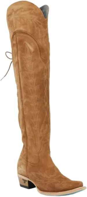 Lane Women's Lexington Suede Over The Corset Western Boot Snip Toe - LB0499G 7 1/2 M US Caramel