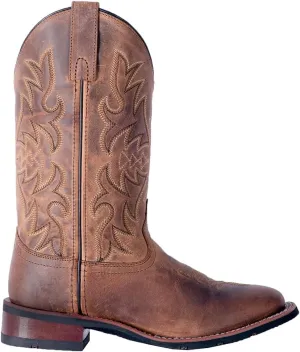 Laredo Womens Anita Embroidered Square Toe Casual Boots Mid Calf Low Heel 1-2" - Blue, Brown