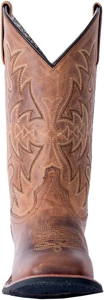Laredo Womens Anita Embroidered Square Toe Casual Boots Mid Calf Low Heel 1-2" - Blue, Brown