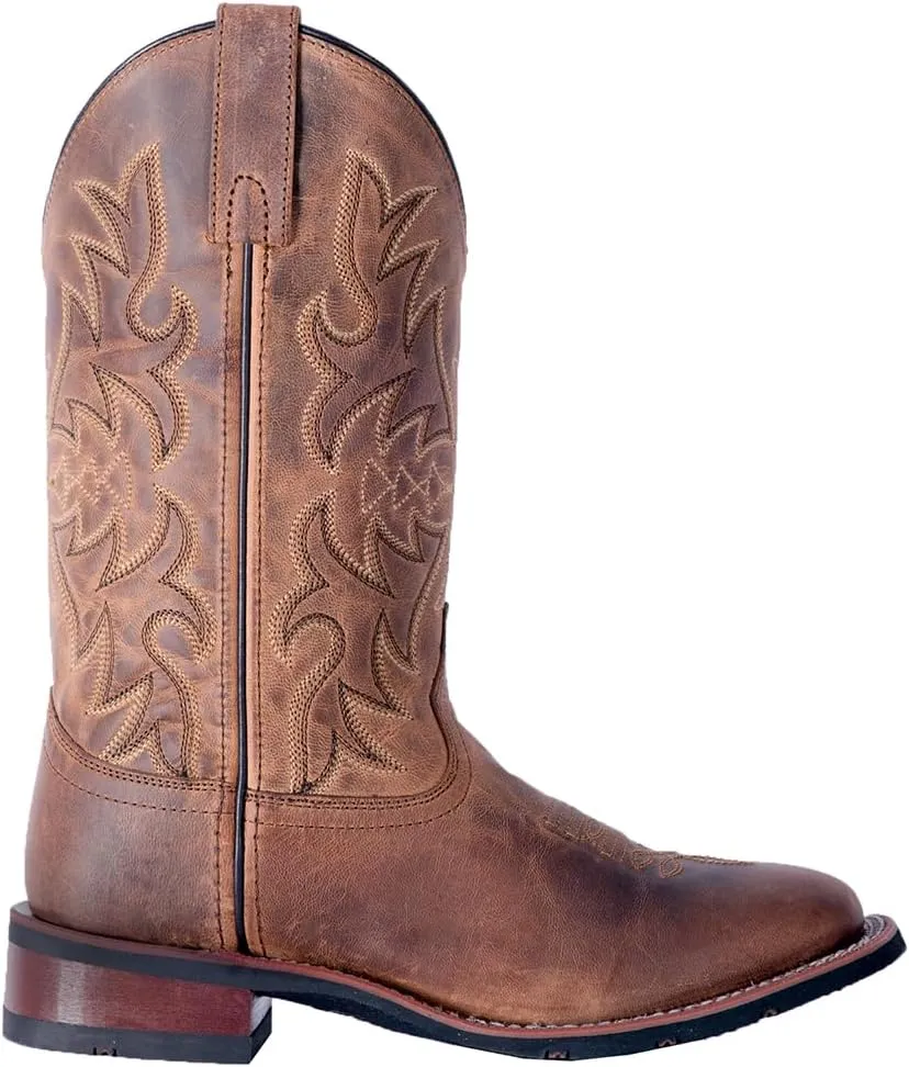 Laredo Womens Anita Embroidered Square Toe Casual Boots Mid Calf Low Heel 1-2" - Blue, Brown