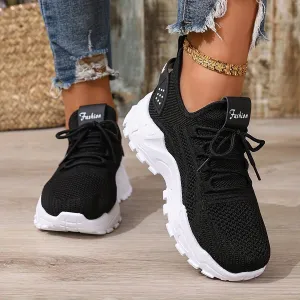 Large Size Women's White Shoes, Summer mesh lace Sneakers, Comfortable Low-top Running, Travel and Vacation Leisure