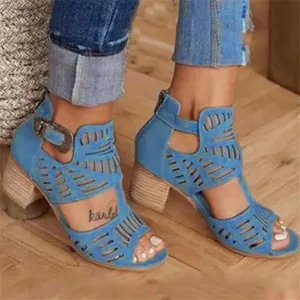 Lausiuoe Women Sandals,Womens Open Toe Ankle Strap Chunky Block High Heel Pump Sandals Casual Dressy Summer Sandals