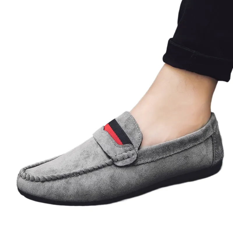 Leather soft leather soft bottom red casual men's British style work loafer beanie shoes soft leather shoes Internet celebrities