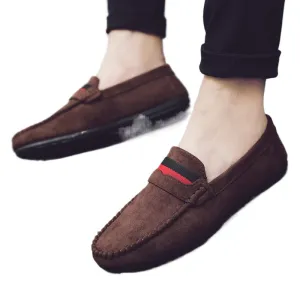 Leather soft leather soft bottom red casual men's British style work loafer beanie shoes soft leather shoes Internet celebrities