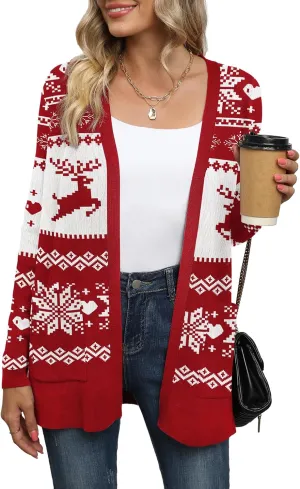 LILBETTER Womens Casual Lightweight Long Sleeve Open Front Cardigan Sweaters with Pockets