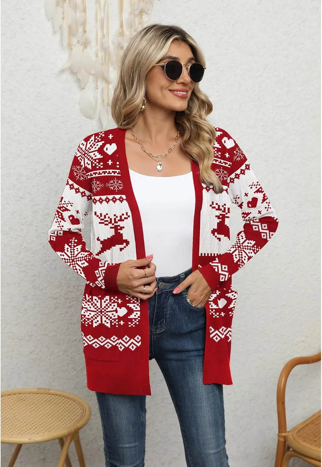 LILBETTER Womens Casual Lightweight Long Sleeve Open Front Cardigan Sweaters with Pockets