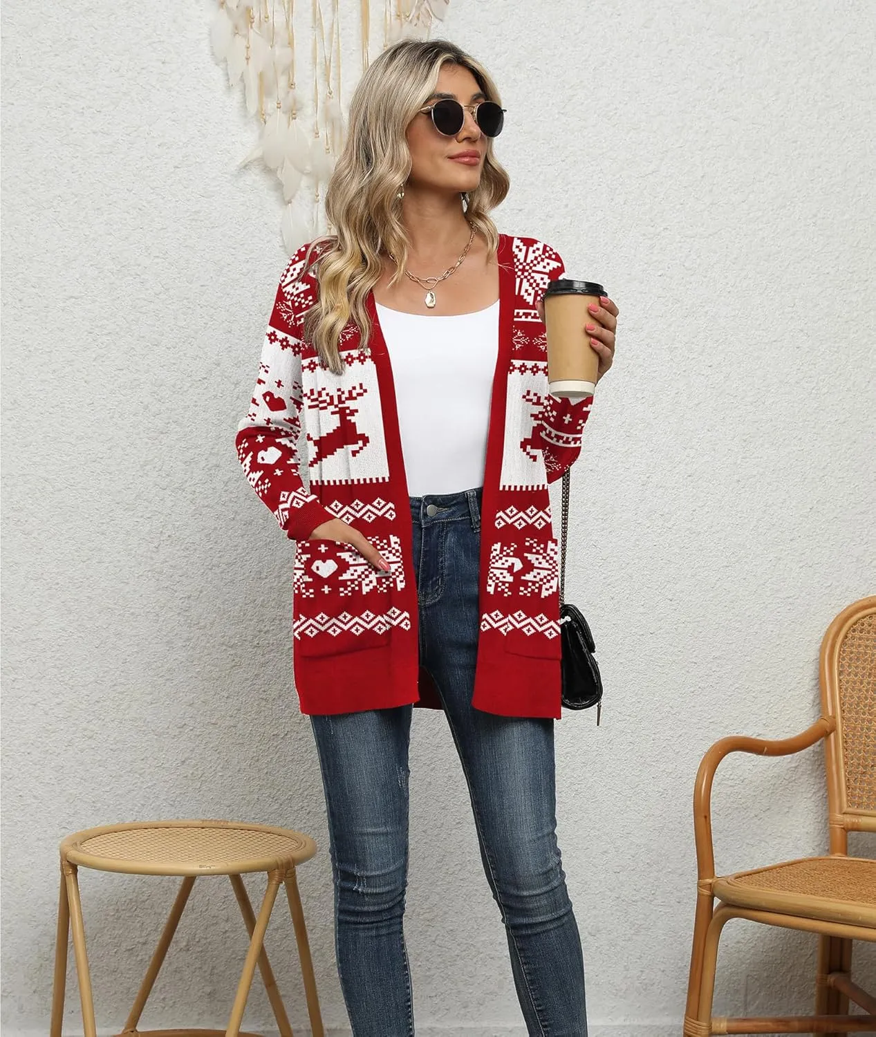 LILBETTER Womens Casual Lightweight Long Sleeve Open Front Cardigan Sweaters with Pockets