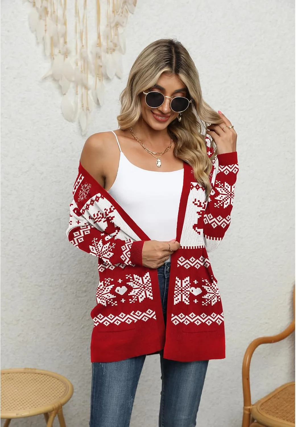 LILBETTER Womens Casual Lightweight Long Sleeve Open Front Cardigan Sweaters with Pockets