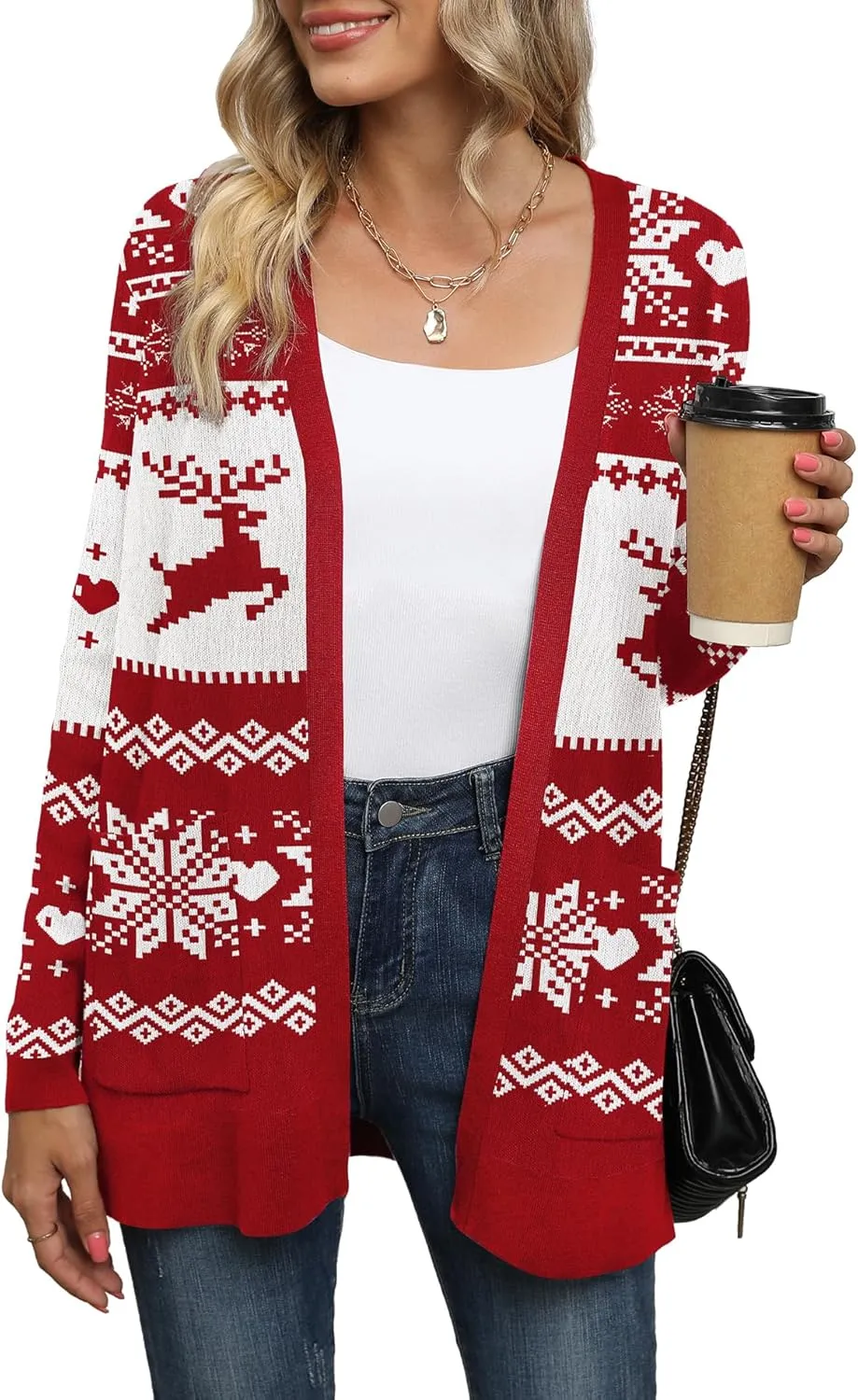 LILBETTER Womens Casual Lightweight Long Sleeve Open Front Cardigan Sweaters with Pockets