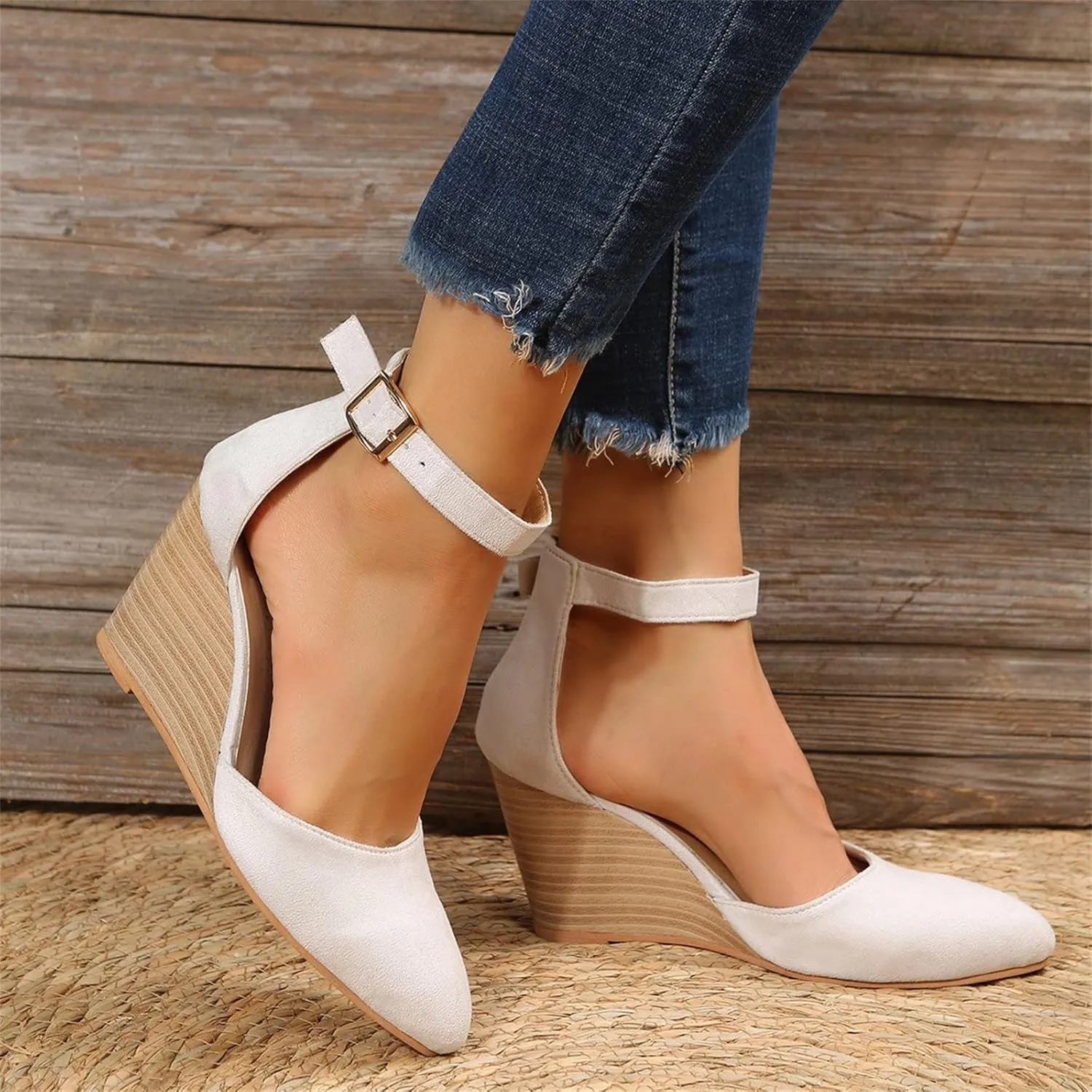 Low Heel Sandals for Women Dressy Summer 2025 Casual Sandals Ladies Wedge Sandals for Women Comfortable Platform Sandals with Ankle Strap Wide Width Platform Wedge Sandals Party Dress Shoes