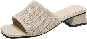 Low Heel Sandals for Women Square Open Toe Heel Mules Chunky Block Low Heel Slip On Slides Fish Mouth Open Toe Slip-on Slipper Casual Holiday Party Sandals