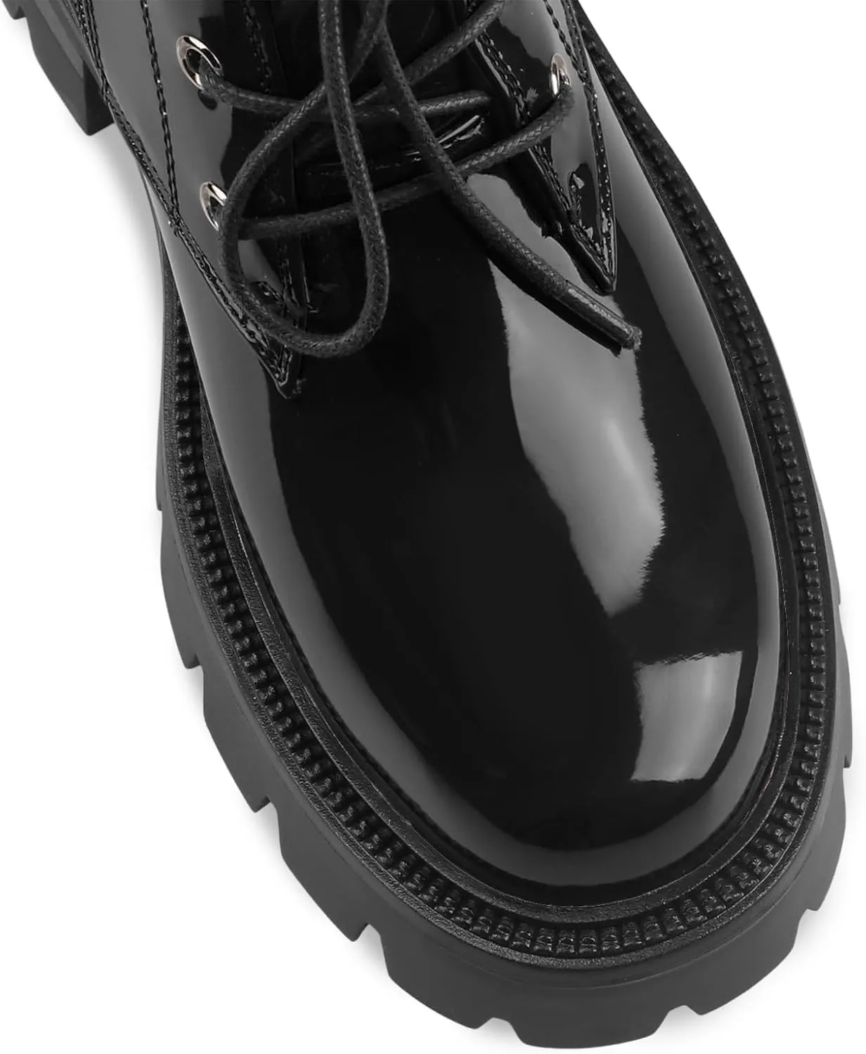 Lug Sole Chunky Heel Short Combat Boots Fashion Ankle Booties Low Heeled Platform Black Oxford Shoes with Side Zipper and Lace Up for Women Ladies Cute