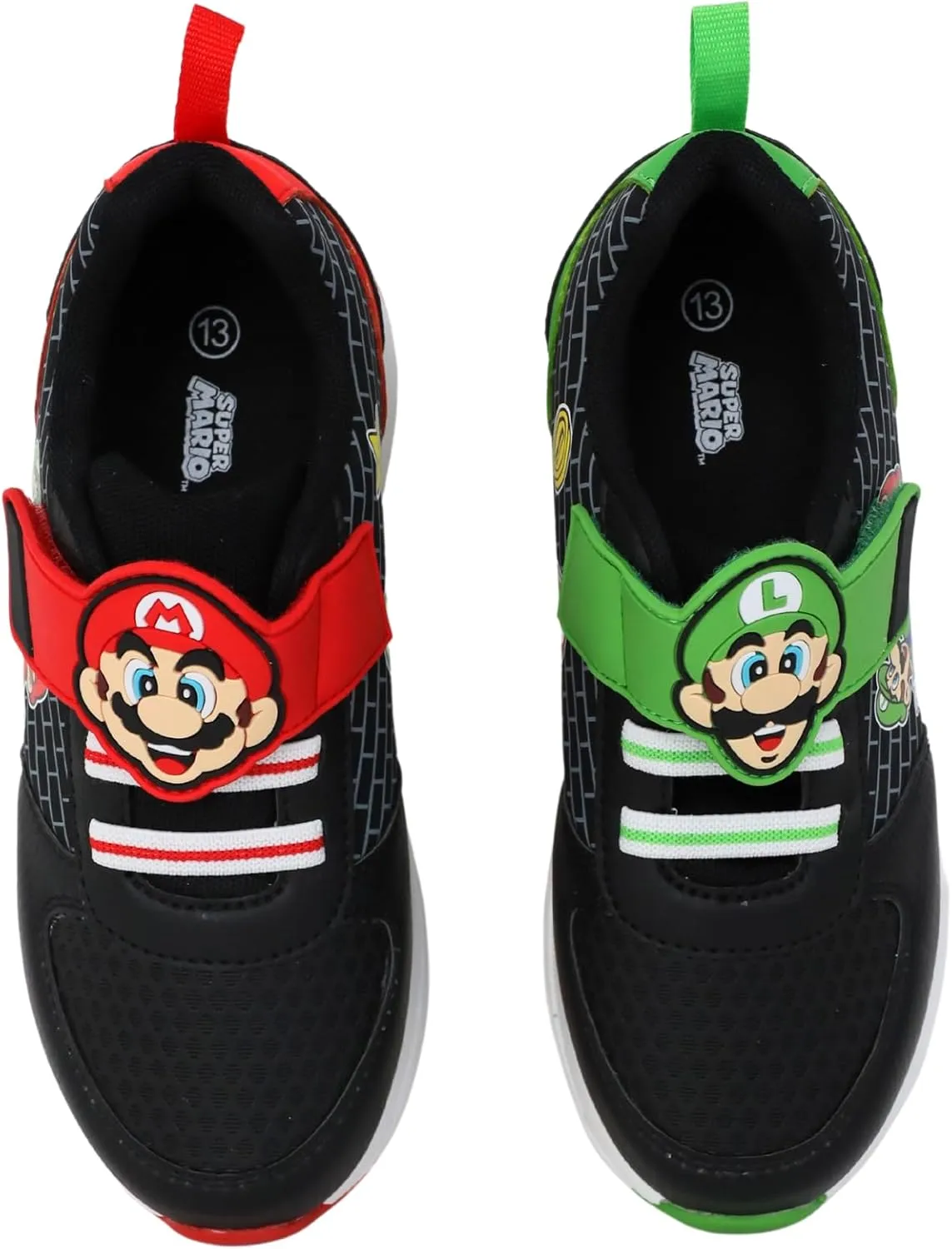 Mario and Luigi Kids Sneakers Boys Light Up Hook and Loop