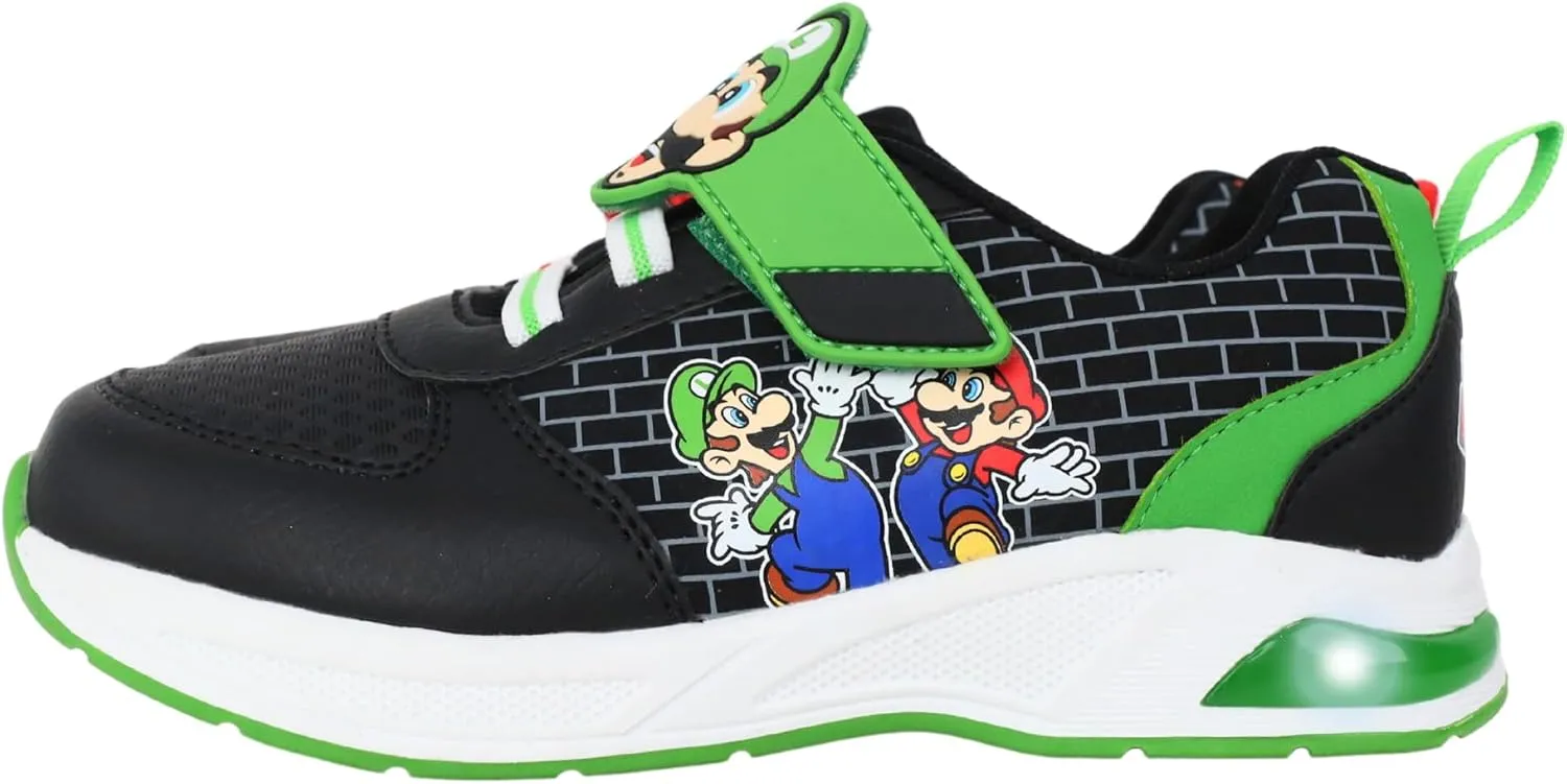 Mario and Luigi Kids Sneakers Boys Light Up Hook and Loop