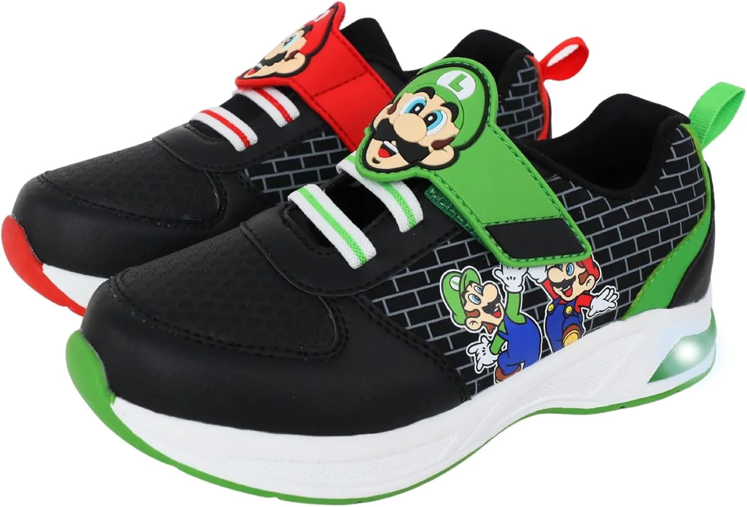 Mario and Luigi Kids Sneakers Boys Light Up Hook and Loop